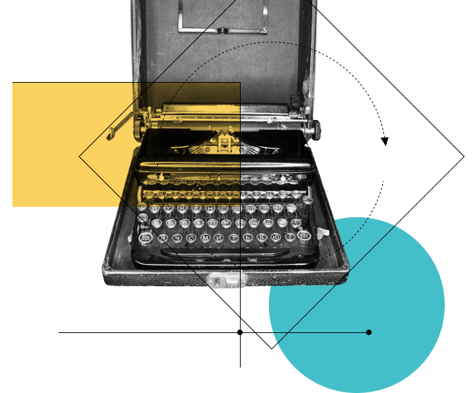Stylized Image: Royal typewriter with Cyrillic keys.